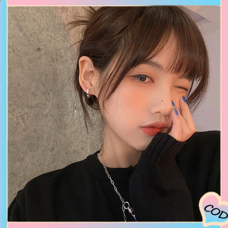 COD❤️ Temperamen High-end Zircon Hoop Earrings Wanita Desain Niche Gesper Telinga-A.one