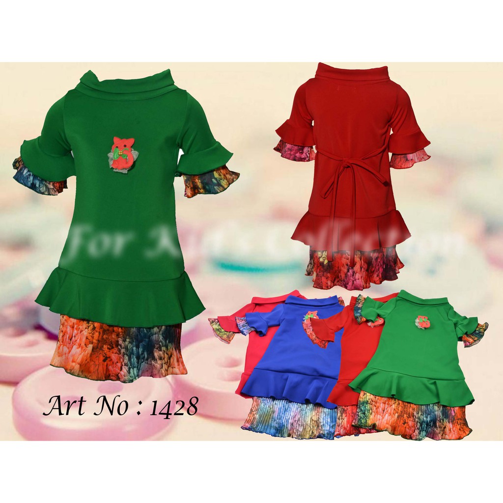 Dress Fashion Casual Anak Perempuan Model Rok Plisket