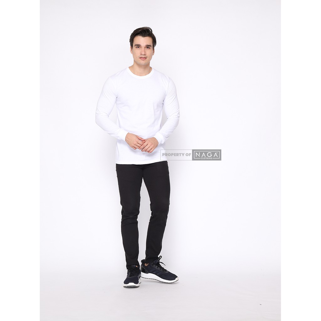 Naga Clothing Baju  Kaos  Polos  Putih  Lengan Panjang 100 