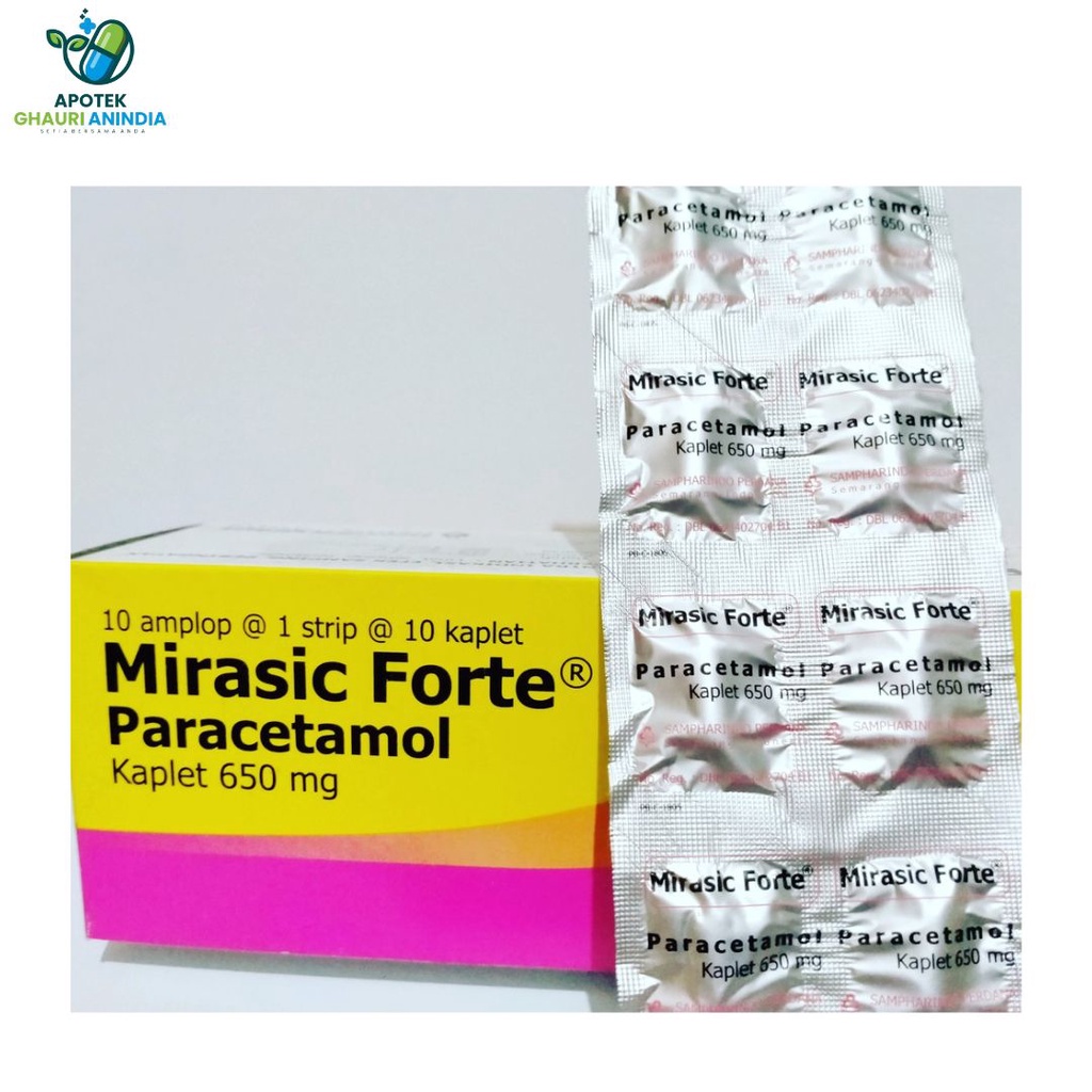 Mirasic Forte per strip isi 10pcs Obat Demam Pereda Nyeri Paracetamol 650mg