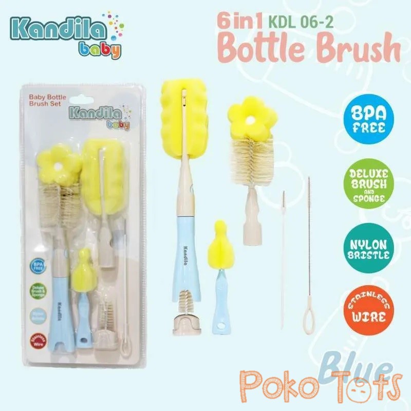 Kandila Baby Bottle Brush Set 6in1 Sikat Pembersih Botol dan Dot Bayi WHS