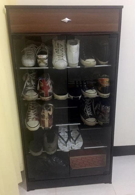 Lemari Rak Sepatu Minimalis Pintu Kaca (harga Promo)