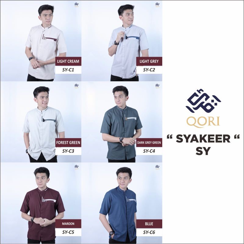 Qori Apparel Syakeer Pendek Baju Koko Muslim Pria Modern