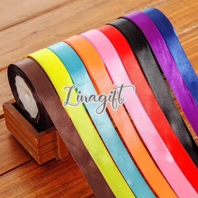 ( Rol 20 Yard ) PITA SATIN POLOS 12MM ( 1/2 IN ) 0.5 INCH - SATEEN RIBBON - PITA KADO 1,25CM