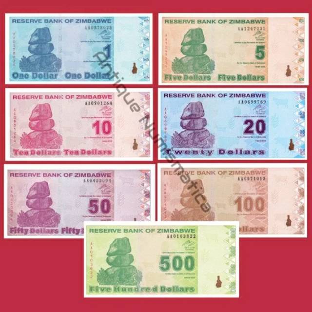 RESERVE BANK OF ZIMBABWE UNC ORIGINAL BANKNOTE 1 LEMBAR UANG DOLLAR ZIMBABWE