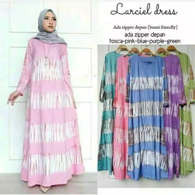 Gamis Kaos Larciel, Bahan Combad, Batik Pekalongan, Lengan Panjang, Gamis Panjang