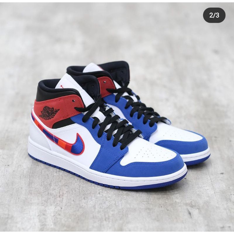 air jordan 1 mid rush blue university red