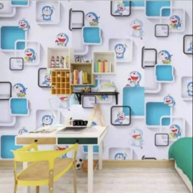 Wallpaper Dinding Doraemon Kotak 3 Dimensi 10m X 45cm Shopee Indonesia