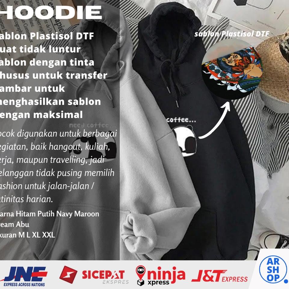 Muraaaahh.. Jaket Hoodie Hodie Need Coffee Panda Lucu Cute Couple Pasangan Sahabat Bestie Oversize J