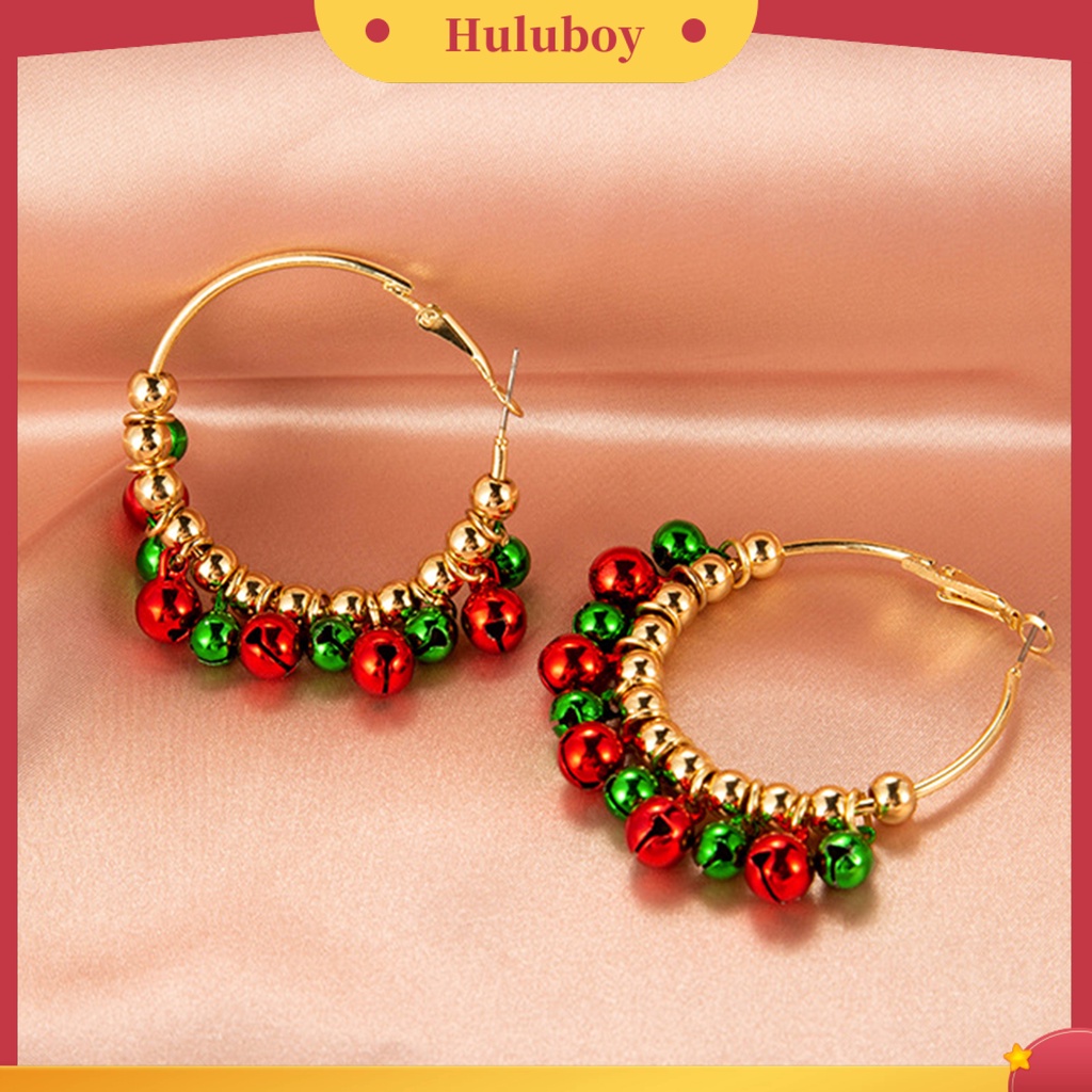 Hu Hu Hu Hu Hu Alat Bantu Pasang Kacamata♡ 1 Pasang Anting Kait Gantung Wanita Desain Pohon Natal + Bola Kecil Ringan Untuk Festival