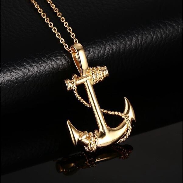 European and American style men's stainless steel anchor pendant Pirates of the Caribbean anchor necklace