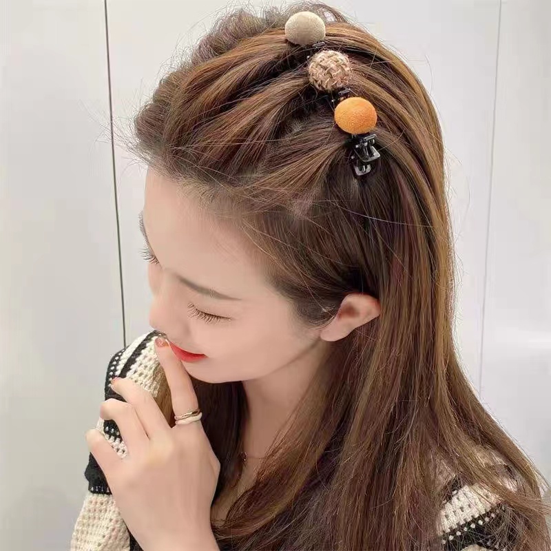 (Hello Girl)F20 Jepit Rambut Kepang Jepit Ganda Unik Wanita Korea Import