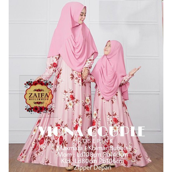 terbaru Gamis Viona Rose Pink Maxmara Couple by Zaifa Longdress sangat bagus