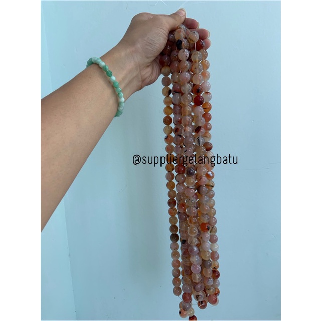 carnelian putih orange 14mm Stone batu healing untuk gelang kalung