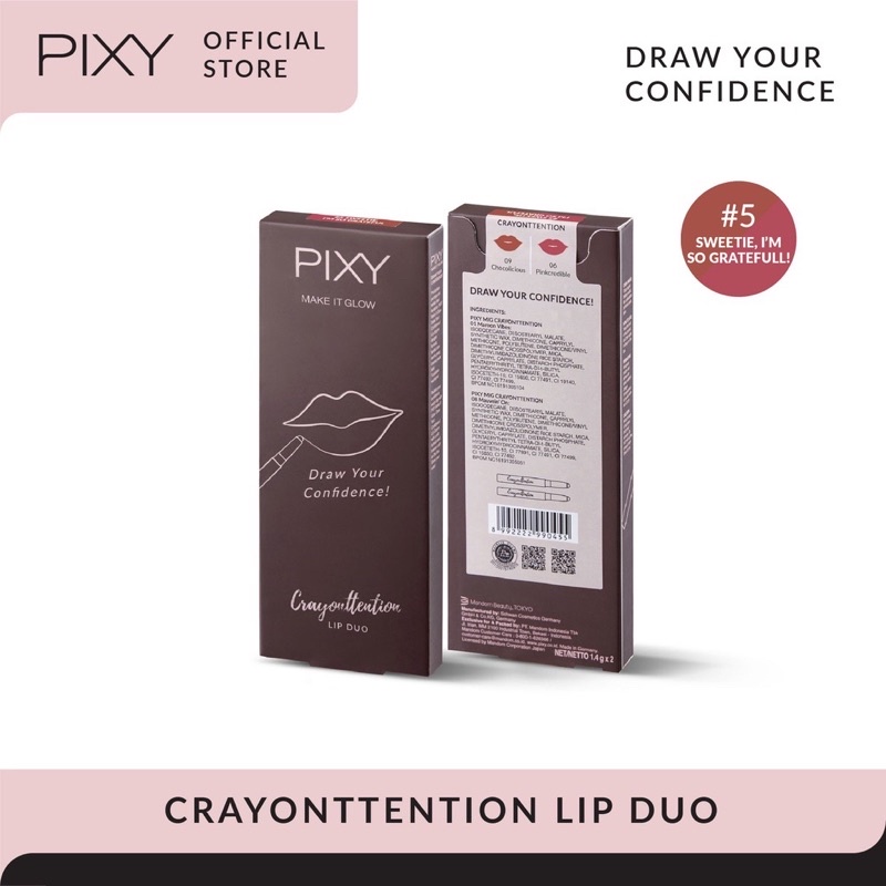 PIXY Draw Your Confidence Crayonttention Lip Duo - 05 Sweetie, Im So Grateful