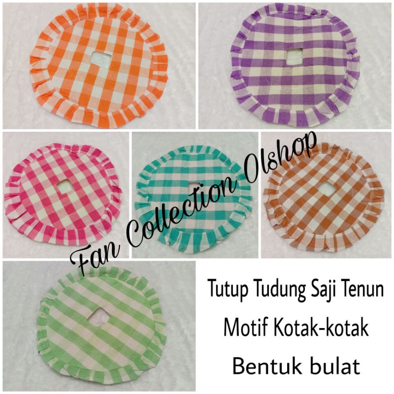 Sarung Tudung Saji Tenun Bulat Tutup Saji Bulat Minimalis Kotak-kotak Cover