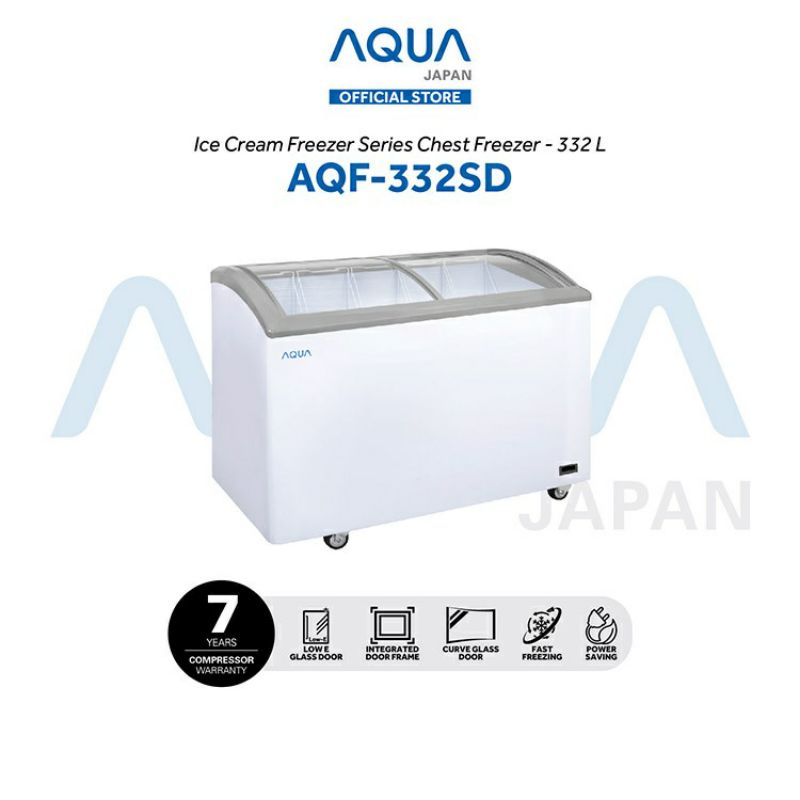 Chest Freezer SLIDING AQUA JAPAN AQF-332SD Freezer Box ICE CREAM 332L