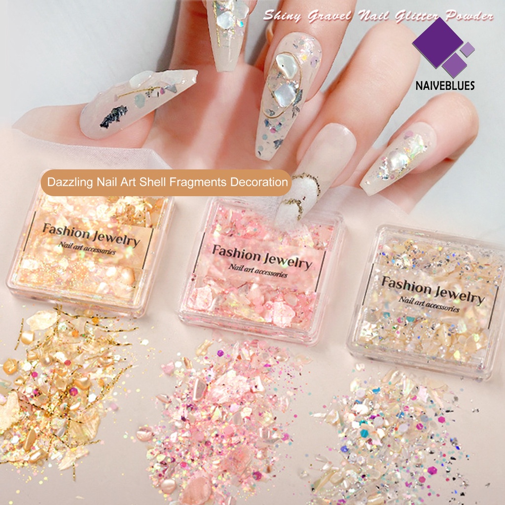 Naiveblue 1 Kotak Payet Kuku Ultra Tipis Efek Visual Berkilau Untuk Nail Art DIY