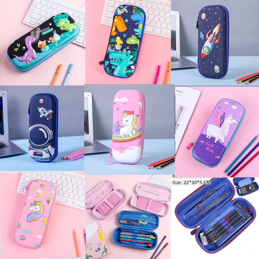 

Tempat pensil kotak pensil 3D Unicorn Hardtop Pencil Case tempat pensil Kado Ultah Anak tempat pensil motif unicorn kotak pensil dinosaurus tempat pensil astronot