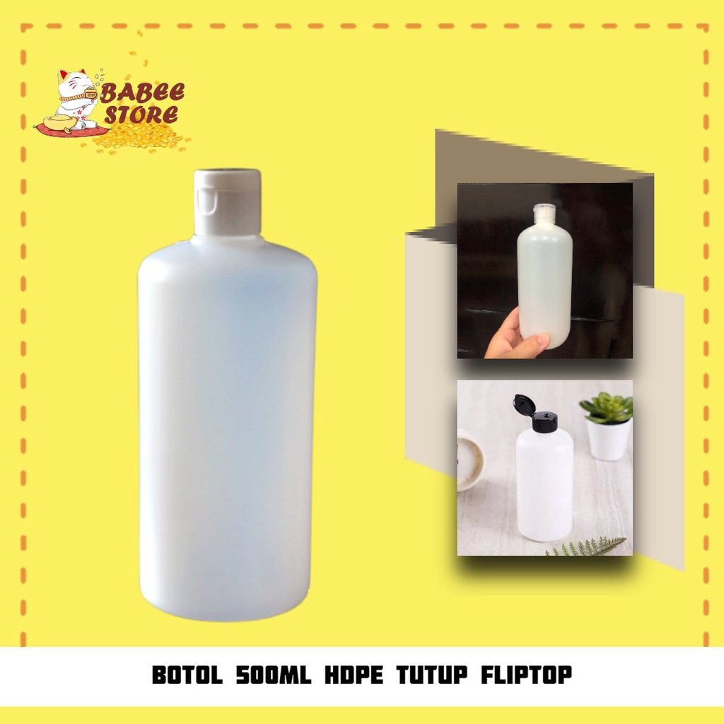 BABEE - BOTOL PLASTIK 500 ML HDPE FLIPTOP BENING PUTIH HITAM /BOTOL 500ML FLIPTOP / BOTOL ISI ULANG [HARGA GROSIR]