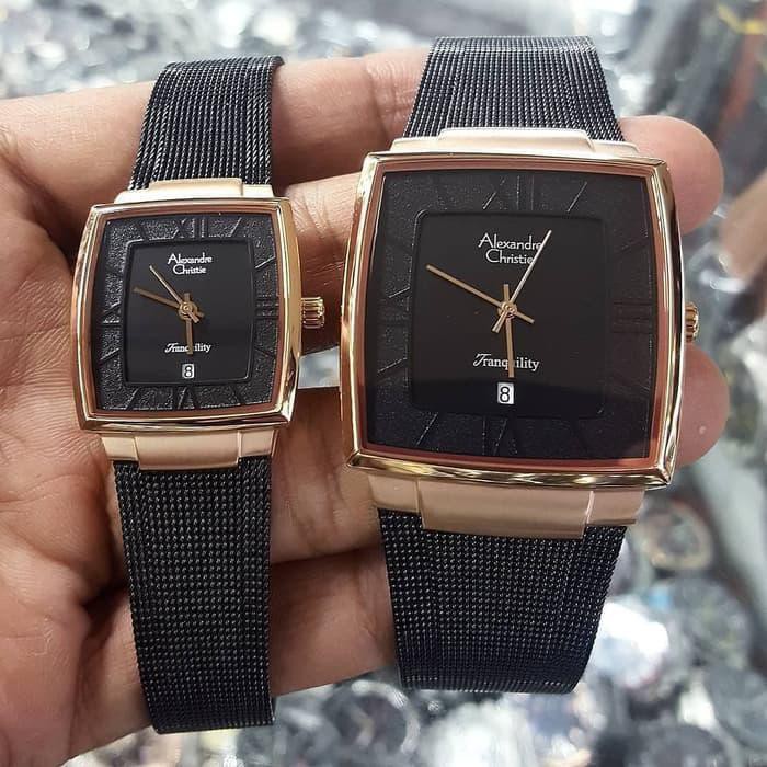 Termurah Jam Tangan Alexandre Christie Couple Ac 8329 Black Rosegold Tali Pasir