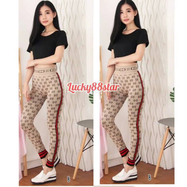 COD LEGGING GUCI FULL MOCCA / LEGGING IMPORT MURAH/ LEGGING IMPORT TERBARU