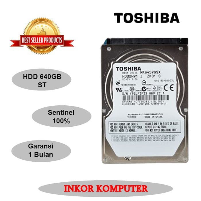 Harddisk Internal Laptop 640GB Sata Toshiba