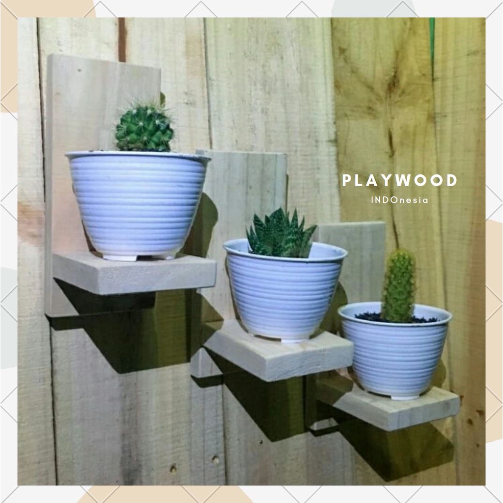 PlayWood - Rak gantung/rak bunga/dekorasi dinding/hiasan dinding/rak kayu jati belanda/mahoni rak sukulen