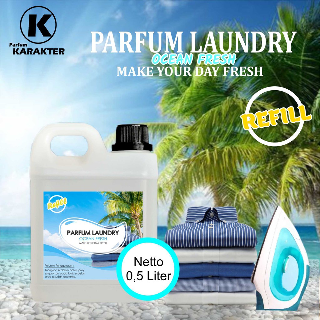 Parfum Laundry Aroma Ocean Fresh  Wangi &amp; Tahan Lama Kemasan Refil 0.5 Liter | Bisa Cod | Terlaris