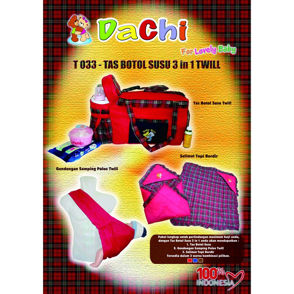 Tas Bayi murah , Tas Botol Susu 3 in 1 Twill Dachi - T033