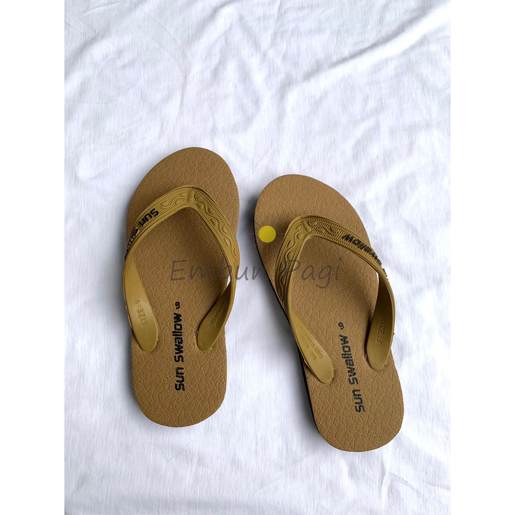 Sandal Jepit Motif Kulit Pria Wanita Unisex Sun Swallow Ukuran 9-9,5-10-10,5