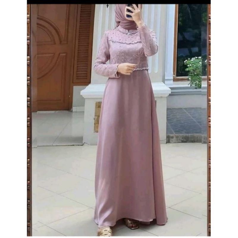 Gamis Satin Velvet Mix brokat Tile jumbo