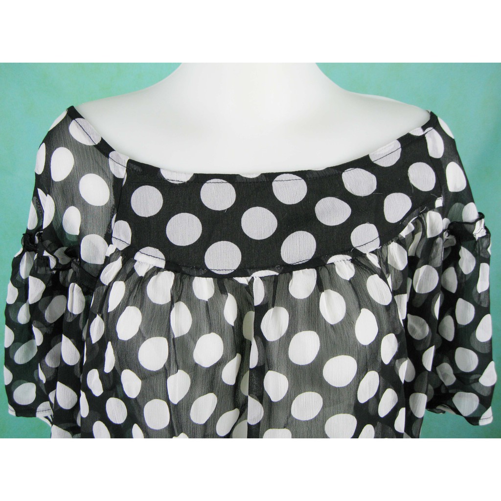 BS-74 (XL) atasan blouse wanita import big size jumbo polkadot