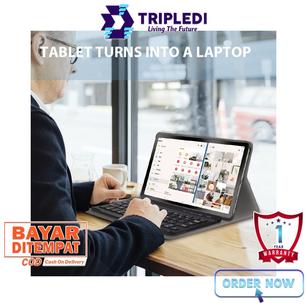 TRIPLEDI Case Samsung Galaxy Tab A7 Lite 2021 SM-T220 SM-T225 8.7 inch Keyboard Wireless Bluetooth Magnetic Removable Free Stylus Pen Flip Casing Leather Sarung Pelindung Shockproof Tablet Android Book Cover Folio Protektif Stand Built-in-4