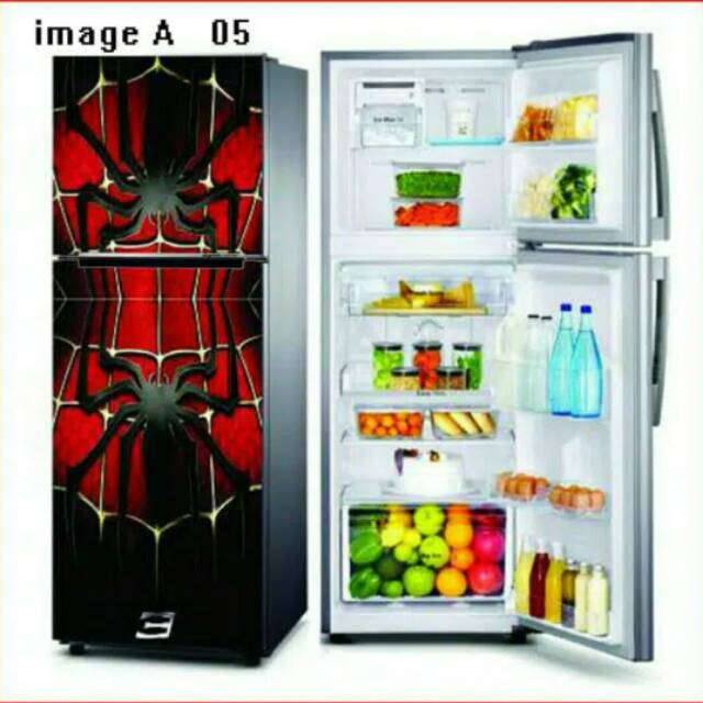 Variasi stiker kulkas 2 pintu & 1 pintu motif spederman