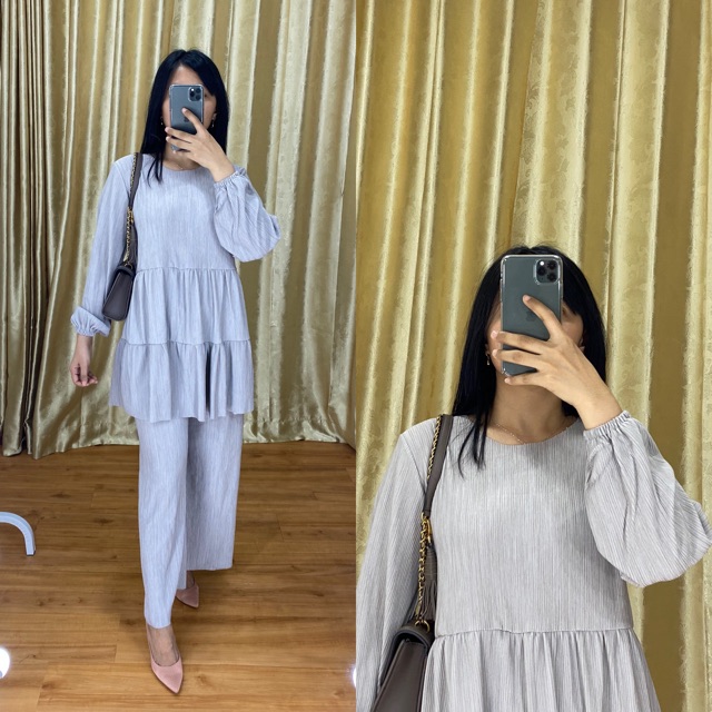 NORA SET Bahan import / setelan Nora TERMURAH / Set BESTSELLER nora bahan pleats / setelan cantik