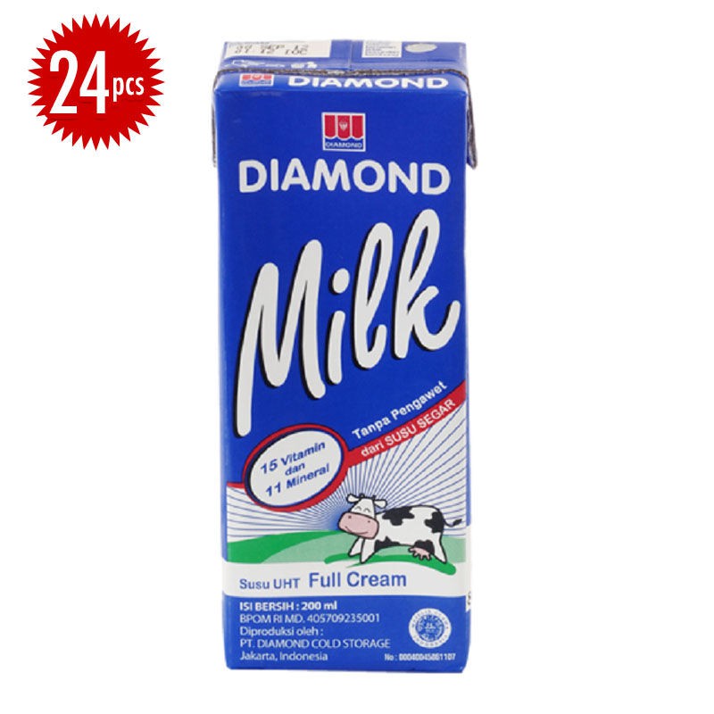 

Susu DIAMOND MILK UHT Full Cream Karton 200ml isi 24 pcs