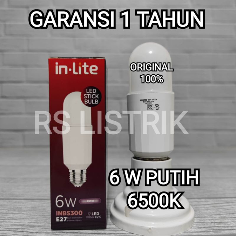 IN-LITE LAMPU LED STICK BULB 6W 6 WATT INBS300 PUTIH COOL DAYLIGHT 6500K