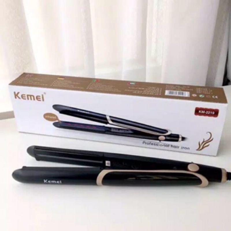 Catok Rambut Lurus Kemei Km-2219 Dengan Infrared Catokan Profesional Hair Straightener