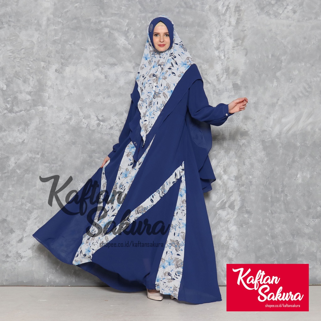 gamis syar'i free khimar busana muslimah terbaru bahan siffon premium by kaftansakura