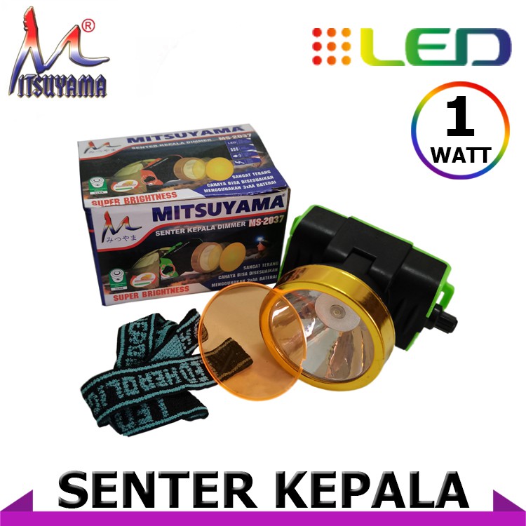 Senter Kepala Dimmer Mitsuyama MS-2037 / Senter Super Terang / High Power Headlamp Battery AA