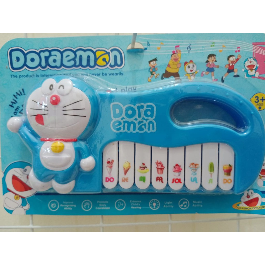 Mainan Anak Laki Perempuan Piano Doraemon dan Hello Kitty Bersuara