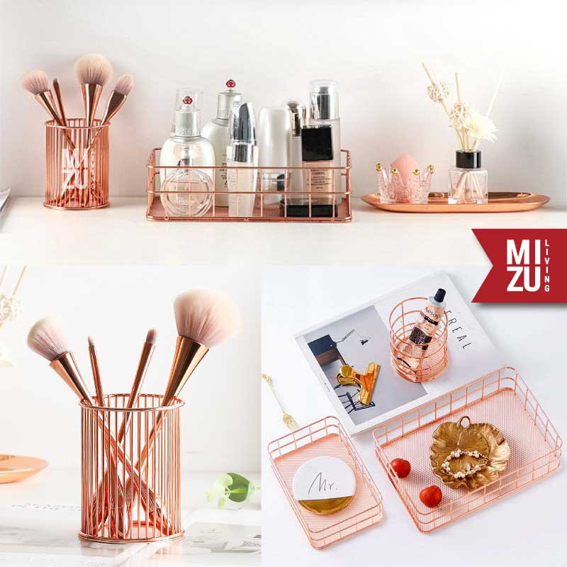 SUBLIMELY GOLDEN Vanity Tray Rose Gold Organizer Nampan Emas Meja Rias Tatakan Makeup Skincare