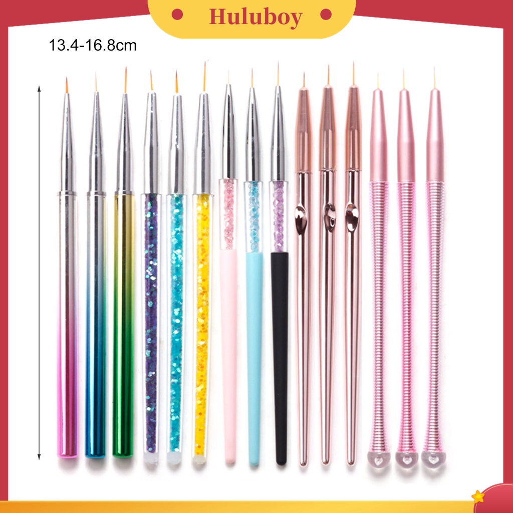 Huluboy Huluboy♡ 3 Pcs / Set Pena Menggambar Garis Ikan Mermaid Ultra Tipis Gagang Ergonomis Untuk Manicure