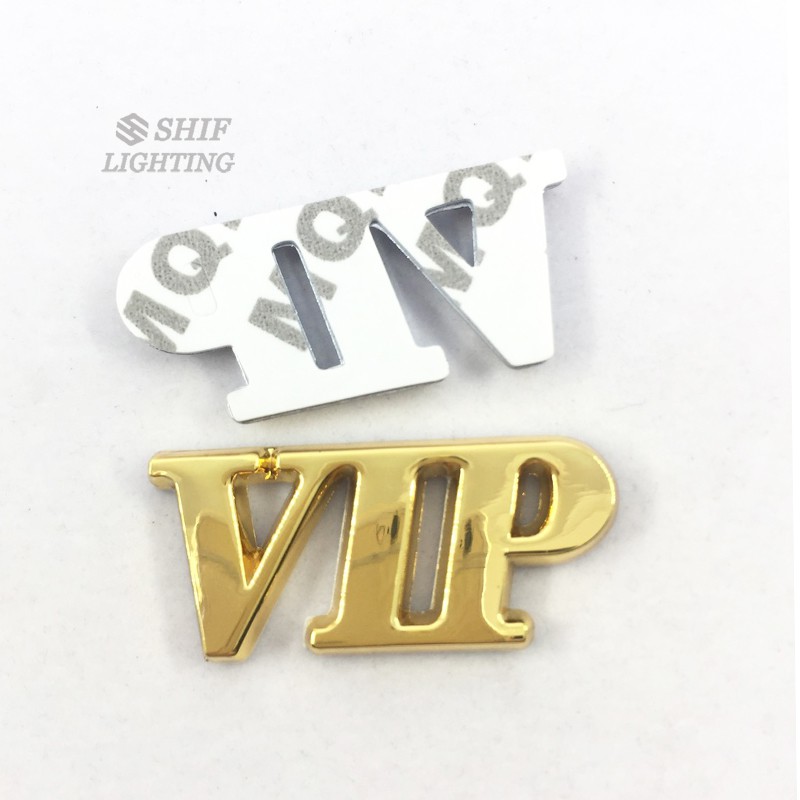 1 Pcs Sticker Emblem Dekorasi Bagasi Belakang Mobil Bahan Metal Motif Tulisan Vip