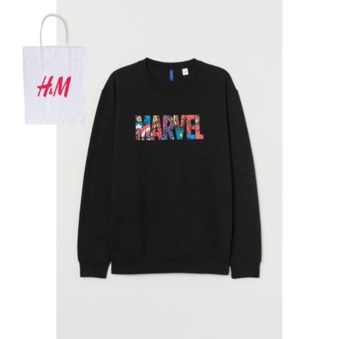 

(TERLARIS) (COD)CREWNECK H&M HNM MARVEL CHEST PRINTED FREE PAPERBAG
