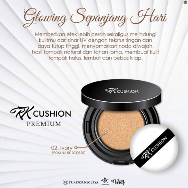 RK Cosmetics Cushion Premium Ivory Bedak Padet Skincare Glowing