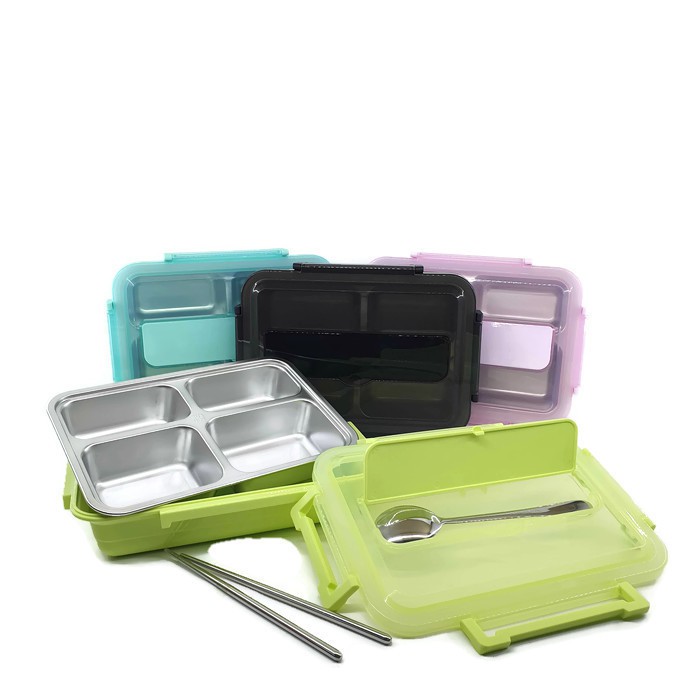 kotak makan stainless steel 304 tahan suhu lunch box anti karat lunch box sekat 3 4  tas lunch box