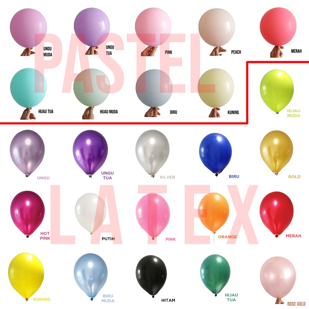 Balon Latex Berbagai Warna Grosir Murah 1 Pack 100 Buah Aksesoris Ulang Tahun Party Birthday