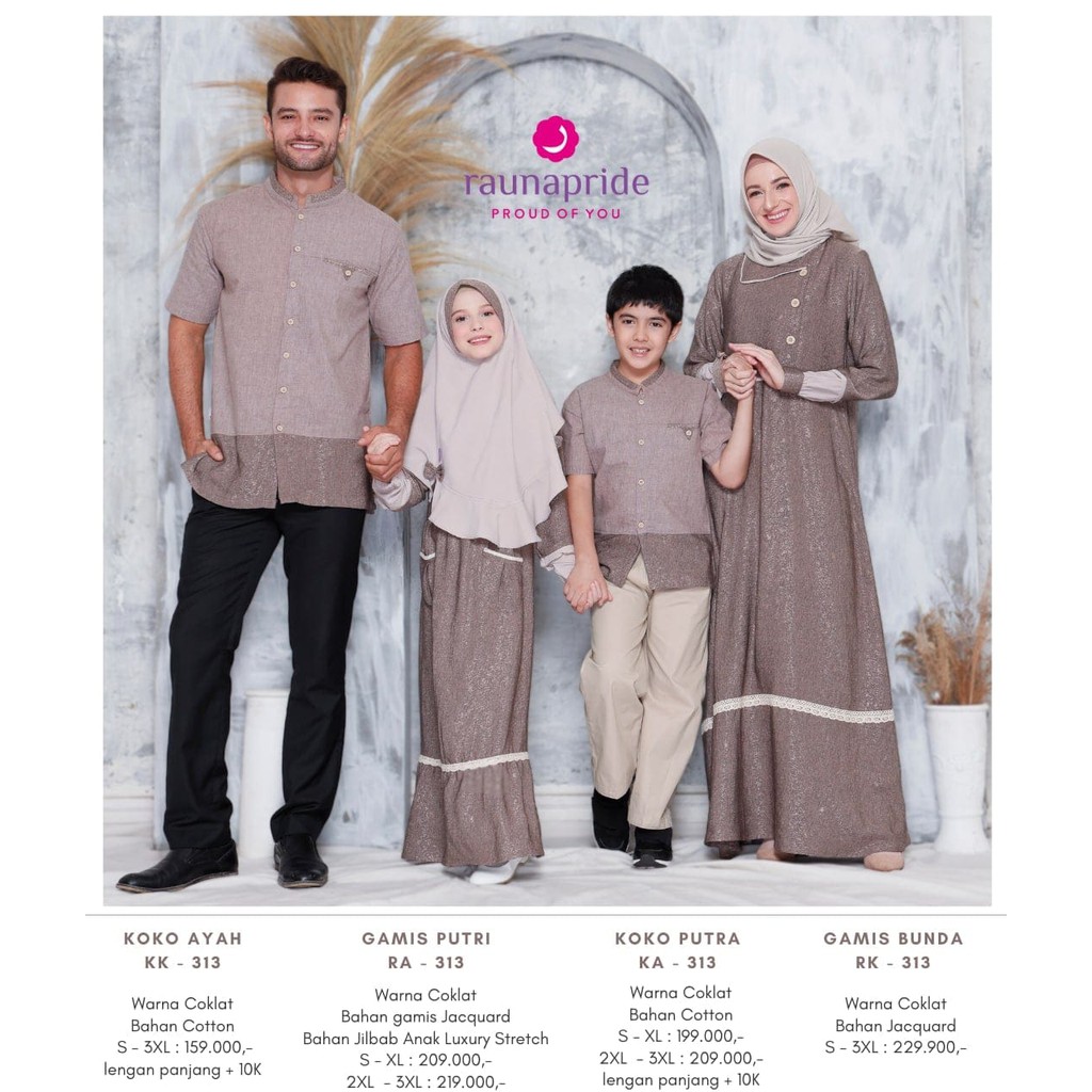 Busana Sarimbit Keluarga / Rauna SR - 313 Coklat / Fashion Muslim